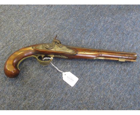 Pistol: A percussion duelling pistol by 'Blake' converted to drum and ripple from flintlock. Octagonal barrel 10" signed 'LON