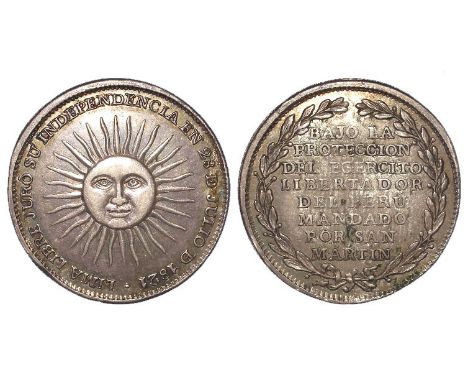 Peruvian Commemorative Medalet, silver d.28mm: Commemorating the liberation of Lima by the army of San Martin in 1821, toned 