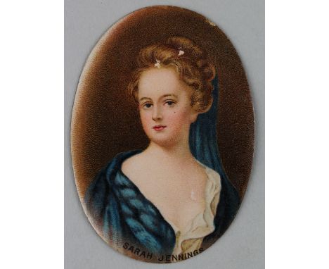 Wills - Miniatures, Overseas issue, oval medallion on enamel, Sarah Jennings G - G+ cat value £55