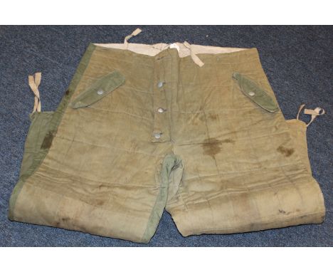 German Uniform - Quilted German winter over trousers fully reversible light green finish with full reverse white. Two slanted