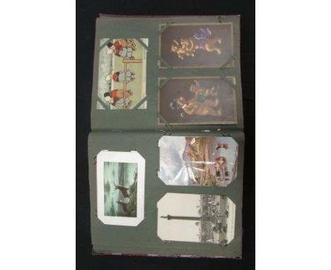 Original collection in album, better noted inc Louis Wain, Chaplin, Suffolk topo's, Artist Signed, nice Woodbridge RP (qty)
