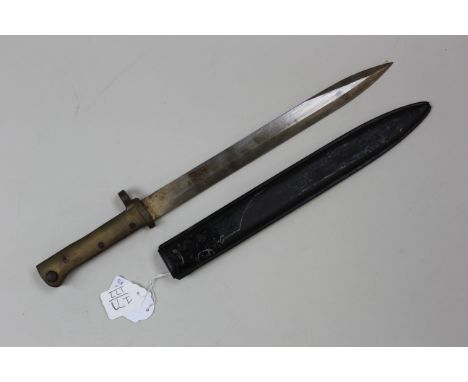 Bayonet: A German Model 88/98 Ersatz bayonet. All steel construction, blade 31cm. In its pressed steel scabbard. Brass hilt. 