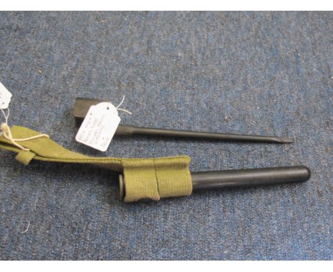 Bayonet: British No4 MK2 round blade, plastic scabbard with web frog. Good condition. 