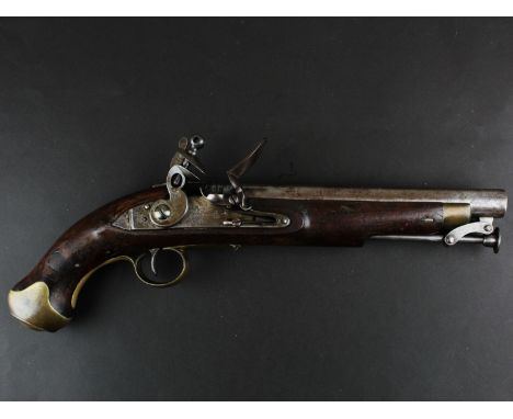 New Land Pattern Flintlock pistol c1810-1812 with the raised pan and rammer. Ring neck cock. Stepped unbolted lock. Marked cr