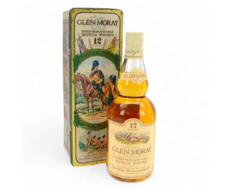 Glen Moray 12 year old single highland malt Scotch whisky 70cl 40% Vol, in Argyll and Sutherland Highlanders presentation tin