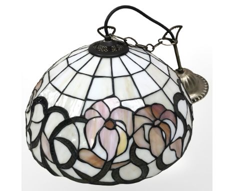 A Tiffany style leaded glass pendant light shade, diameter 40 cm