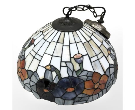 A Tiffany style leaded glass pendant light shade, diameter 40 cm