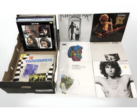 A quantity of re-issue vinyl LP records including Joni Mitchell, Mark Bolan and T-Rex, Bob Dylan, The Doors, Fleetwood Mac, T
