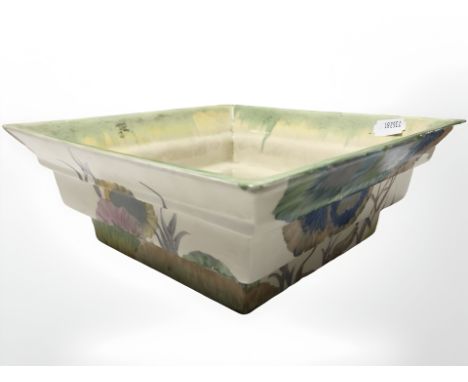 A Clarice Cliff for Wilkinson Ltd Bizarre square stepped dish, width 23 cm