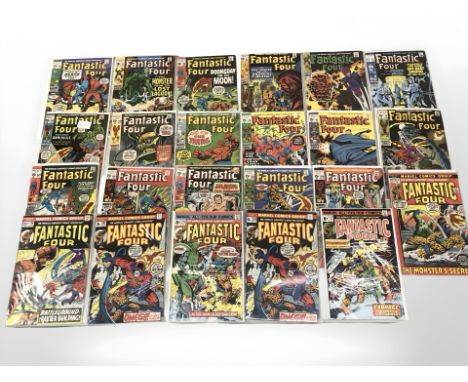 Twenty three vintage Marvel The Fantastic Four comics, mostly American covers the earliest issue 78 The Thing No More with 12