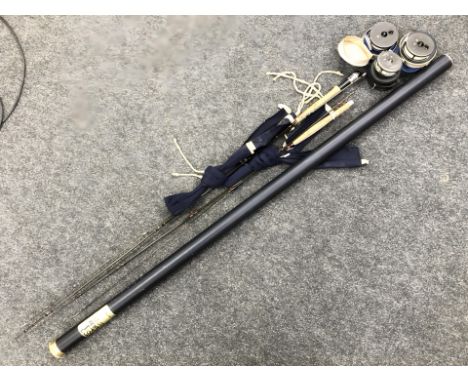 A Hardy Brothers Marquis number 7 fishing reel, further Hardy Scientific Anglers Fourteen Hundred reel and an LRH light weigh