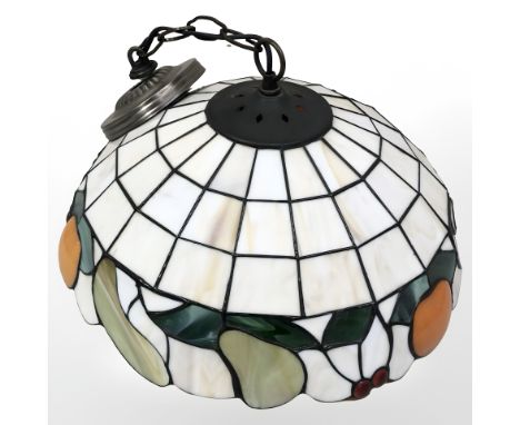 A Tiffany style leaded glass pendant light shade, diameter 38 cm