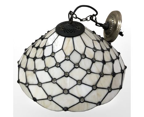 A Tiffany style leaded glass pendant light shade, diameter 40 cm
