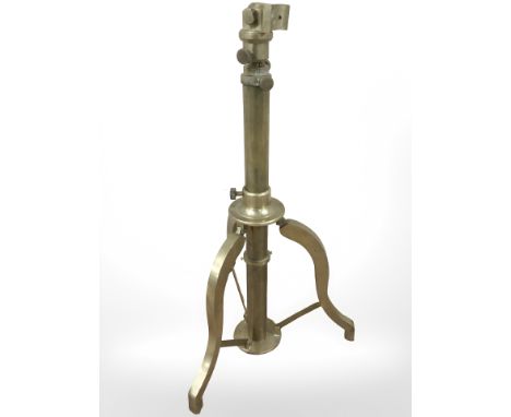 An antique brass telescope stand, height 49 cm.