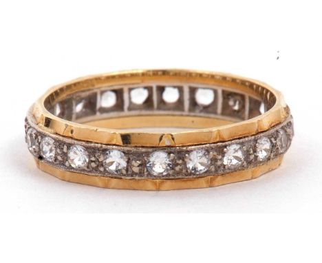 18ct gold full eternity ring set with twenty small single cut diamonds (one diamond missing), hallmarked London 1967, size M/