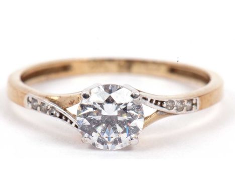 Cubic zirconia single stone ring, stamped 9k and 375, size O