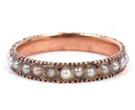 Antique seed pearl set full eternity ring, (a/f), size O