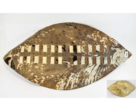 African Tribal Art Lozenge Shaped Skin Shield 34x19 Inches 