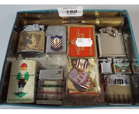 A Collection of Vintage Lighters to Include Glamour Example, Leprechaun, Miniature Lighters Together with Enamel National Sav