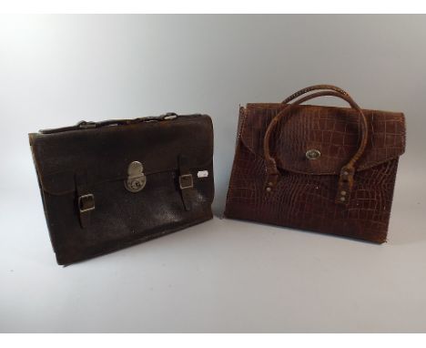 A Vintage Crocodile Skin Bag and A Vintage Briefcase. 