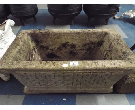 A Reconstituted Stone Rectangular Garden Planter 64 Cm Wide. 