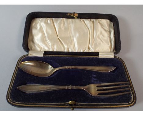 A Silver Christening Set Comprising Fork and Spoon. 