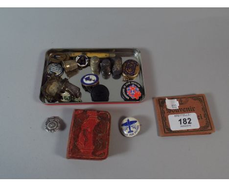 A Collection of Curios to Include Enamel Badges, Spitfire for Victory Badge, British Sailors Society Badge, Silver and Other 