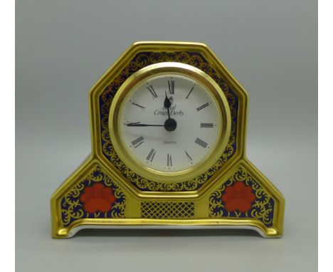 A Royal Crown Derby Old Imari mantle clock 