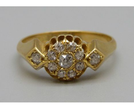 An 18ct gold and diamond ring, Chester 1901, 3.4g, N 