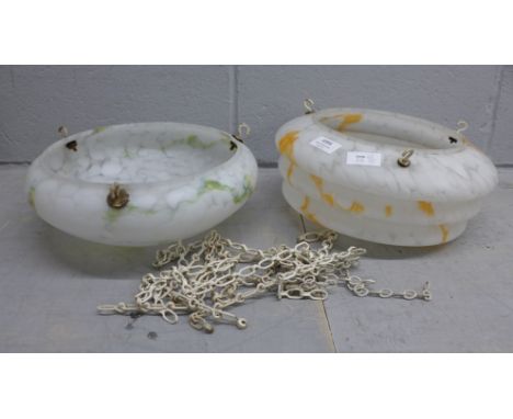 Two glass light shades **PLEASE NOTE THIS LOT IS NOT ELIGIBLE FOR POSTING AND PACKING** 