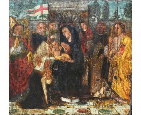 Old Master Painting on Cradled Panel. European School, 17/18th century painting of the adoration of Christ child. Appears to 