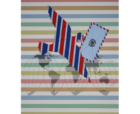 Erik Nitsche (Swiss, 1908 - 1998) "Dove Carrying Letter" Signed lower right. Original Mixed Media painting on Illustration Bo