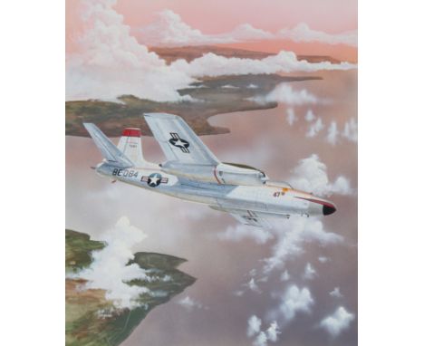 Steve Ferguson (American, B. 1946) "North American B-45 Tornado Airplane" Signed lower left. Original Acrylic painting on Col