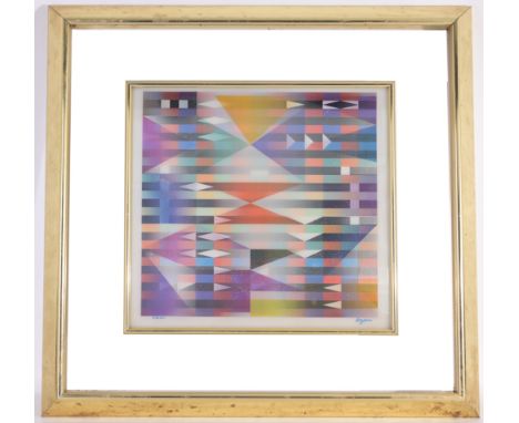 Yaacov Agam (Israel, B. 1928) "Meridia" from Mexico Suite, 1985 Agamograph (Lenticular) Print. Marker signed and numbered (6/