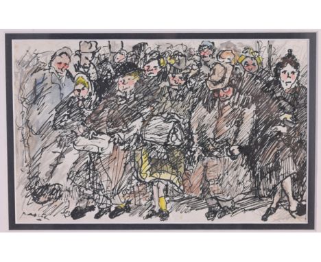 Jules Pascin (Bulgarian, French, 1885-1930) Mixed Media Drawing. Signed lower left. Image Size: 6 x 9.5 in. Overall Framed Si