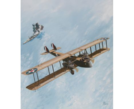 Steve Ferguson (American, B. 1946) "Martin MB Series Airplane" Signed lower right. Original Acrylic painting on Cold Press Il