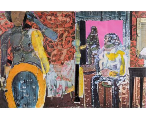 Romare Howard Bearden (New York, 1911 - 1988) "Storyville Idyll" Original Mixed Media/Collage on Board. Signed upper right. P