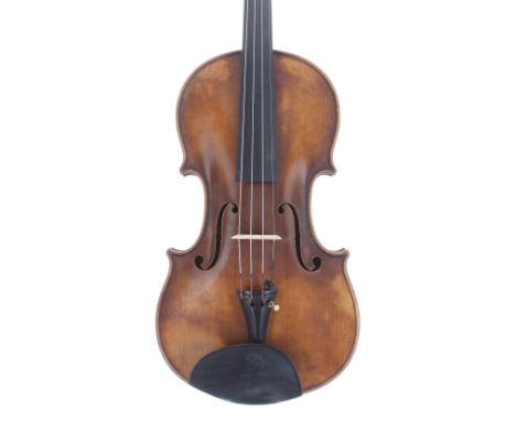 Violin labelled Leon Mougenot Gauche, ex Ouvrier des 1st Maisons de Brussels, Lyon, Paris, Londres, the one piece back of med