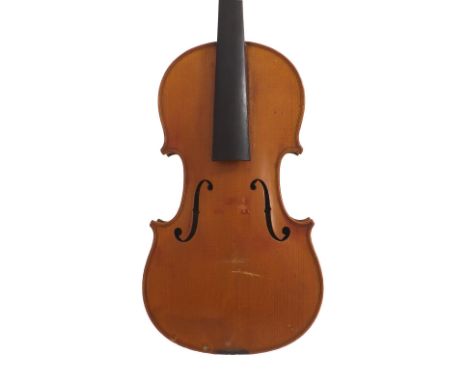Violin labelled Geronimo Grandini senior..., the two piece back of faint medium curl with similar wood to the sides and head,