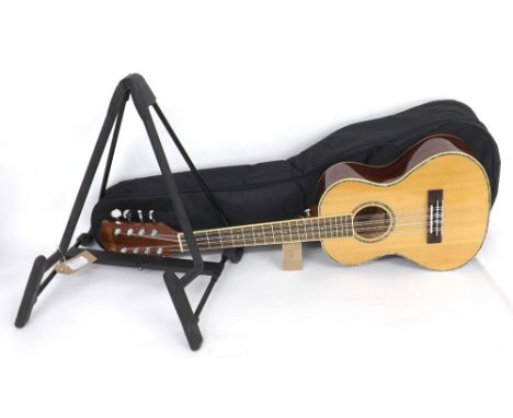 Ashbury AU65E eight string electro-acoustic tenor ukulele, with soft bag and K &amp; M stand