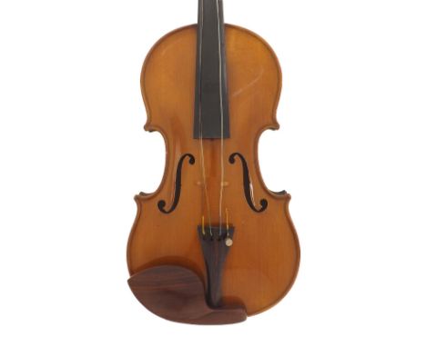 Violin labelled Jt Derazey, Luthier, Mirecourt, Vosges..., the two piece back of medium curl with similar wood to the sides a