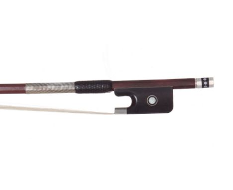 Silver mounted viola bow stamped Roderic Paesold, 73gm