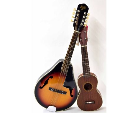 Hondo II HM6 mandolin; together with a Stagg ukulele, case (2)