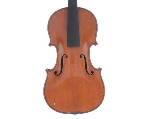 French violin by and labelled Ch.J.B. Collin-Mezin, Maitre-Luthier-Expert, 7, Rue Germini á Mirecourt, Vosges, the two piece 