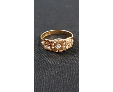 VICOTRIAN 18CT GOLD PEARL AND DIAMOND RING 