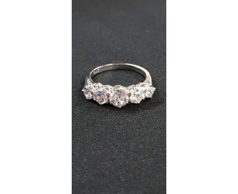 PLATINUM SET 5 STONE DIAMOND RING WITH 2.2 CARAT OF DIAMONDS