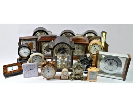 A French 8 day mantel clock by Walker &amp; Hall Ltd, together with a selection of early electric &amp; quartz mantel clocks.