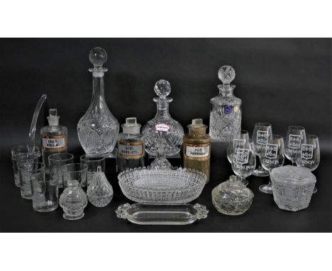 A Royal Doulton fine crystal decanter set, comprising of a carafe and four wine glasses (boxed) together with three lead crys