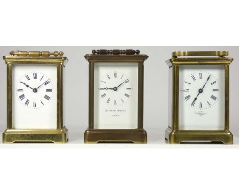 A Mappin &amp; Webb 8 day carriage clock, together with a Matthew Norman carriage clock and a unnamed 8 day example. (3) 