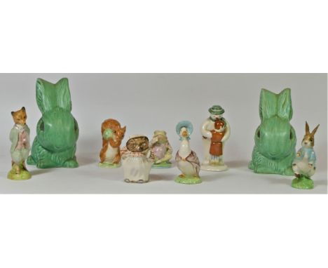 Beswick - Beatrix Potter figurines, to include 'Jemimo Puddleduck' 'Peter Rabbit', 'Mrs Tiggy Winkle', 'Squirrel Nutkin', 'Fo